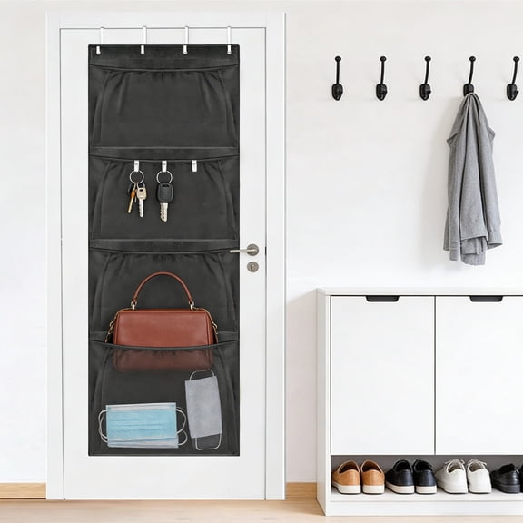 Office Wall Organizer,Hanging Mail Organizer,Hanging Over Door Organizer With Four Large Mesh Net Pockets For Bedroom Storage And Stuffies,Hanging File Holder Organizer(Black)