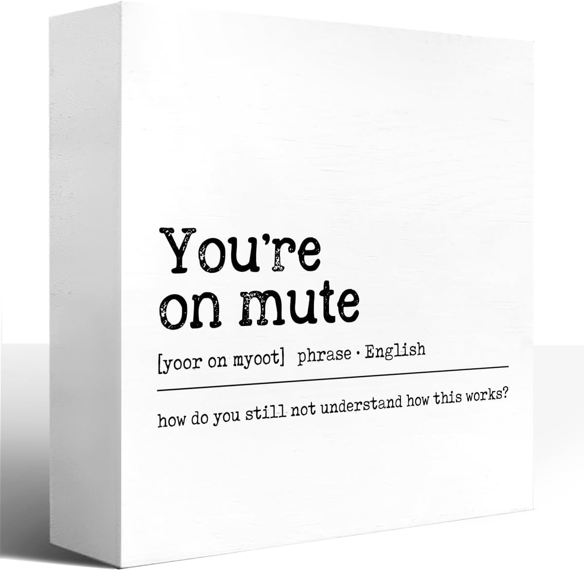 Office Wooden Box Sign,Humor Office Desk Decor,You're On Mute