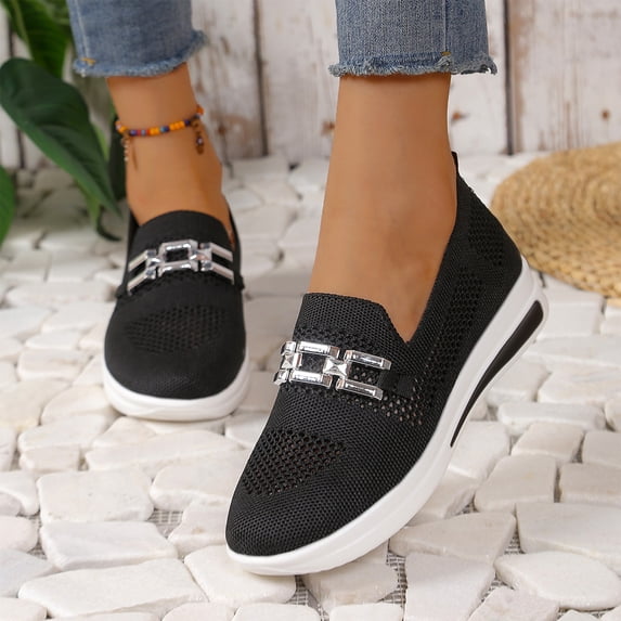 Office Work Shoes, Women's Comfortable Everyday Flats Comfortable Low Profile Dress Shoes with Flexible Walking Sole and Easy Style Office Work Shoes Ballet Commuter Shoes Flats, Black US-7.5/EU-40