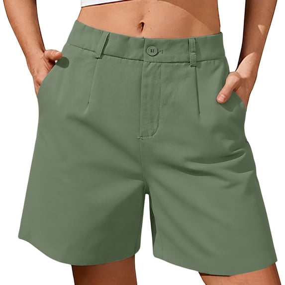 Office Work Shorts for Women, Summer Breathable Comfy A-Line Shorts, Elastic Waist Wide Leg Bermuda Shorts