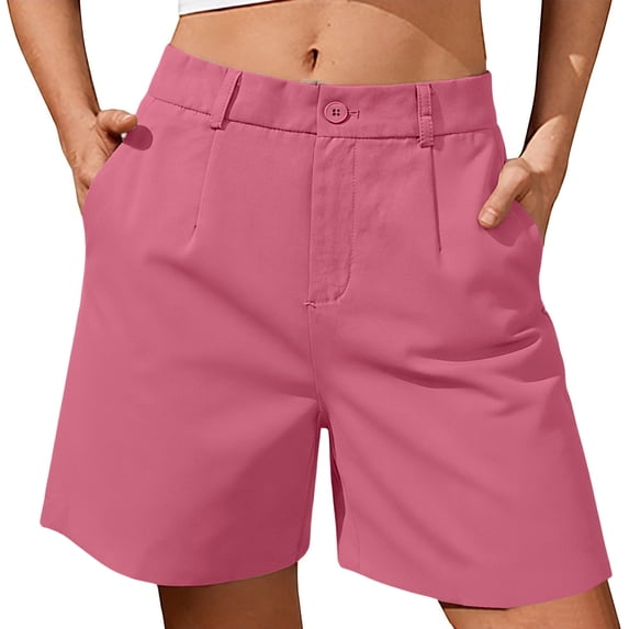Office Work Shorts for Women, Summer Breathable Comfy A-Line Shorts, Elastic Waist Wide Leg Bermuda Shorts