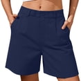 thumbnail image 1 of Office Work Shorts for Women, Summer Breathable Comfy A-Line Shorts, Elastic Waist Wide Leg Bermuda Shorts, 1 of 5