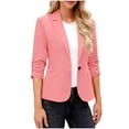 thumbnail image 1 of Office Work Suit for Womens，Womens Business Casual Blazer Summer Cardigan Lapel Button Down Solid Suit Jacket with Lined Office Work Clothes, 1 of 7