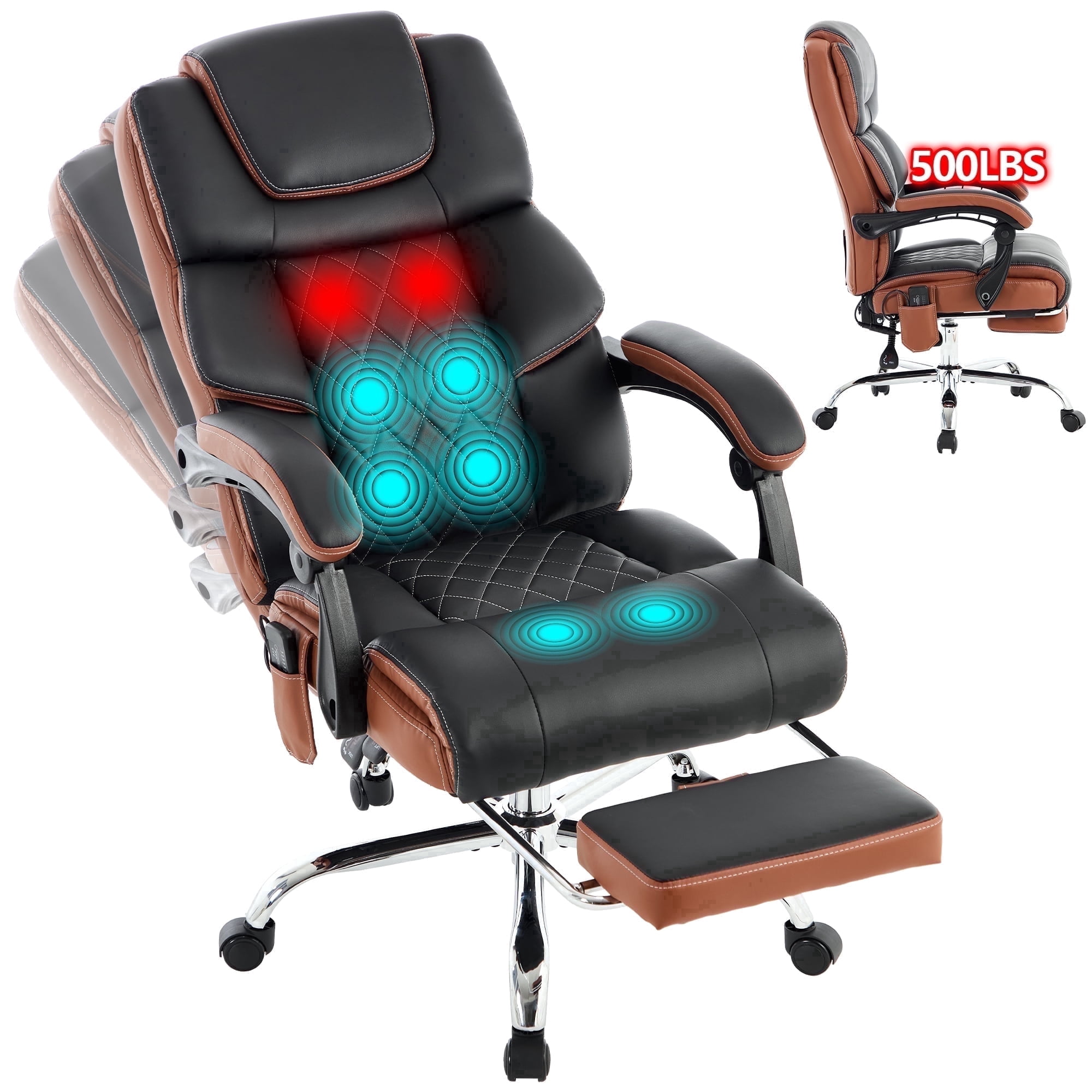 Office Chair with 6-point Vibration Massage and  Shoulder Heated,Big and Tall Office Chair, Reclining Office Chair,Black