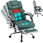 Office Chair with 6-point Vibration Massage and Shoulder Heated,Big and Tall Desk Chair, Reclining Computer Chair,Green