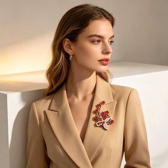 Office decor Remembrance Brooch Pin Enamel Poppy Flower, Red Lapel Pin for Memorial Day Veterans, Lest We Forget Commemorative Jewelry Gift, Sterling Silver Finish