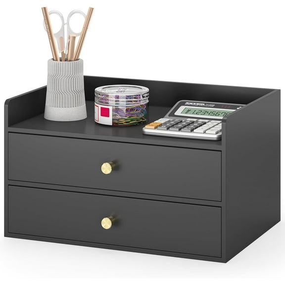 Office desk with drawers for storing bills, office supplies, and home organizing tools