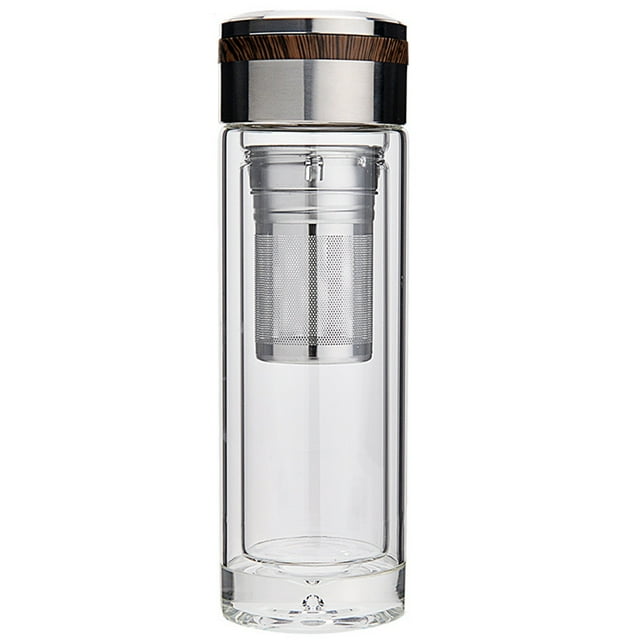 Office double wall glass bucket label tea leakproof teapot with