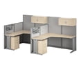 thumbnail image 1 of Office in an Hour 2 Person L Cubicle Desk Set in Natural Elm - Engineered Wood, 1 of 5