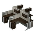 thumbnail image 1 of Office in an Hour 4 Person L Cubicle Desk Set in Mocha Cherry - Engineered Wood, 1 of 9