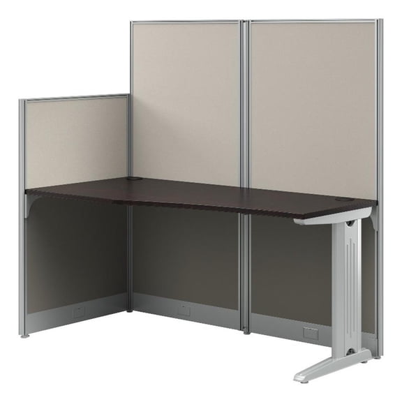 Office in an Hour 65W Straight Cubicle Desk in Mocha Cherry - Engineered Wood