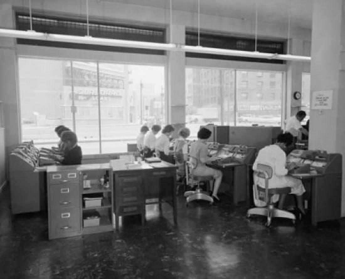 Office workers typing Canvas Art - (18 x 24)