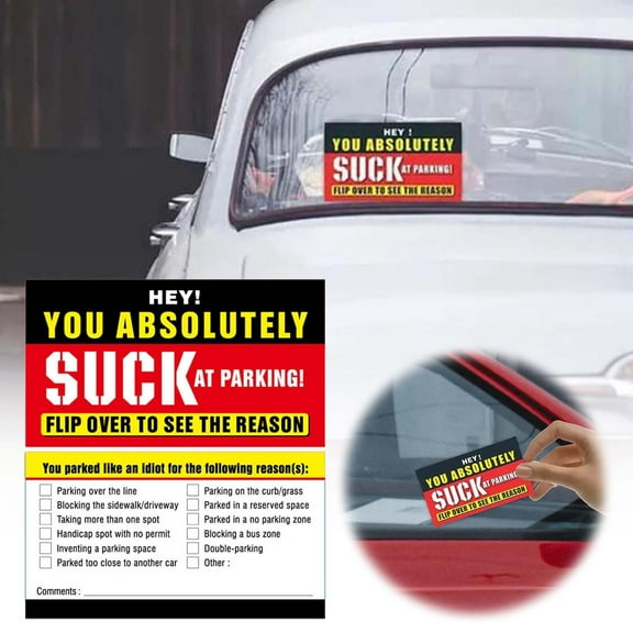 OfficeCraft Stationery - 2x35 Inch Funny Parking Violation Bad Parking Cards for Pranks and Humor Hilarious Notes and Labels for Prankster Colleagues 50PCS, 5 cm9 cm, Black