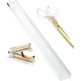 thumbnail image 1 of OfficeGoods Acrylic Desk Set with Ruler Scissor and Staple Remover Gold Home Office Supplies, 1 of 6