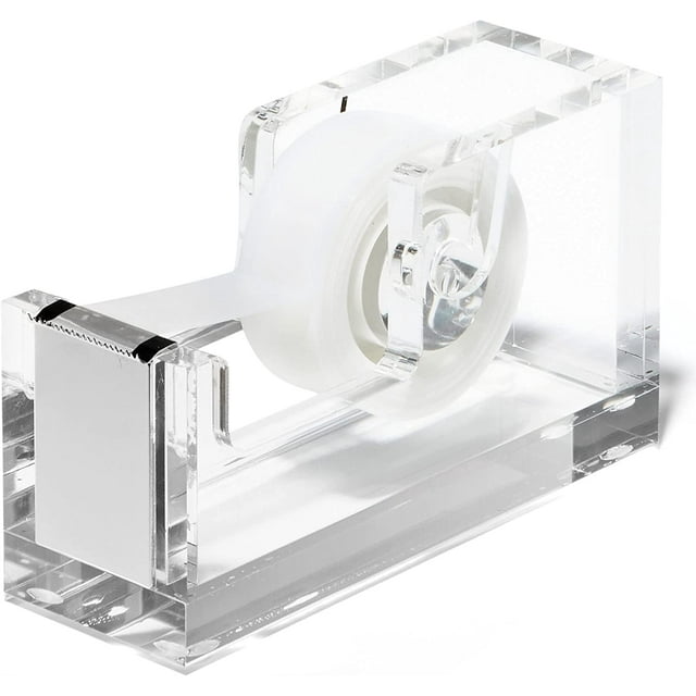 OfficeGoods Clear Acrylic Tape Dispenser with Silver Accent for 3/4