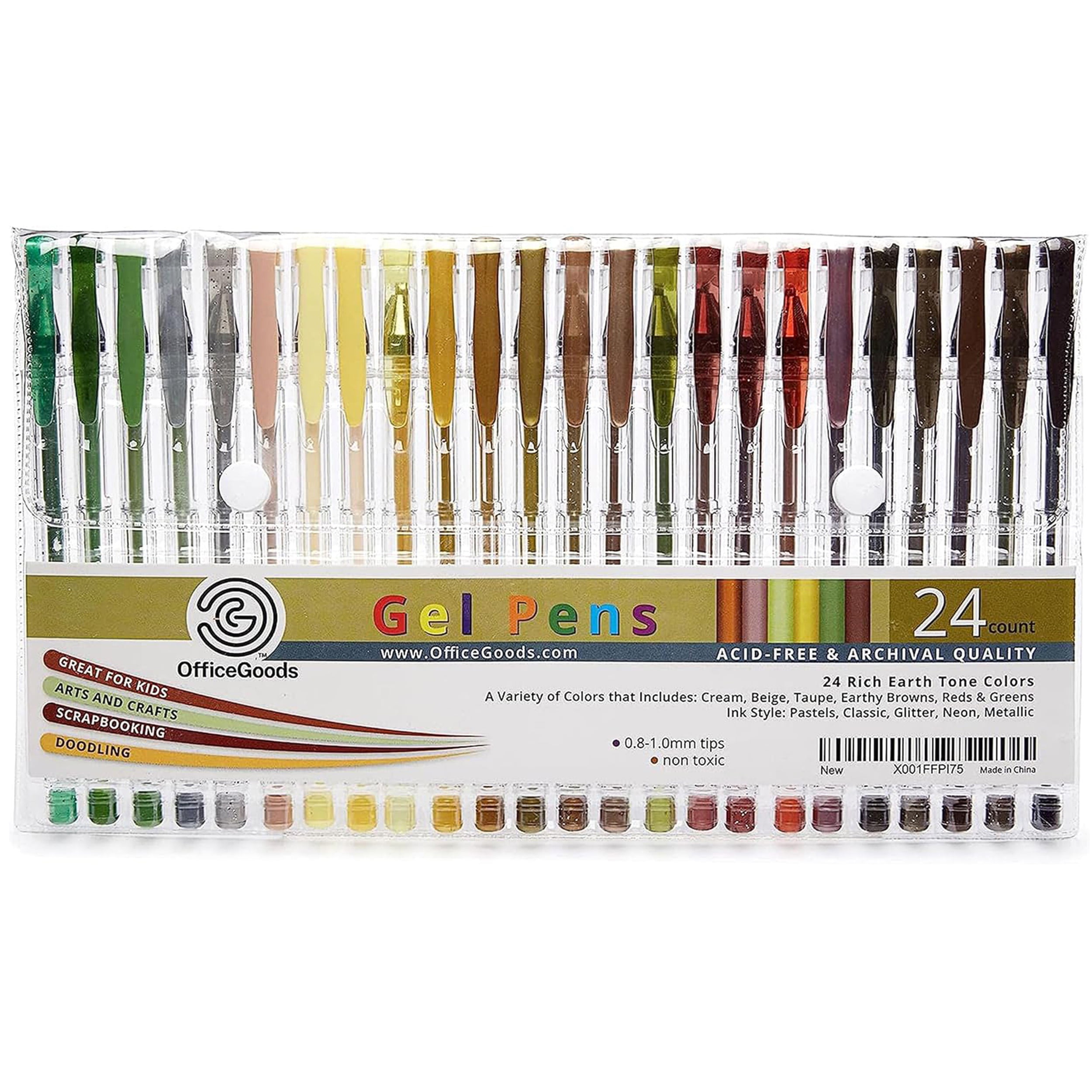 OfficeGoods Gel Pen Set Earth Tone Colored Gel Ink Pens with