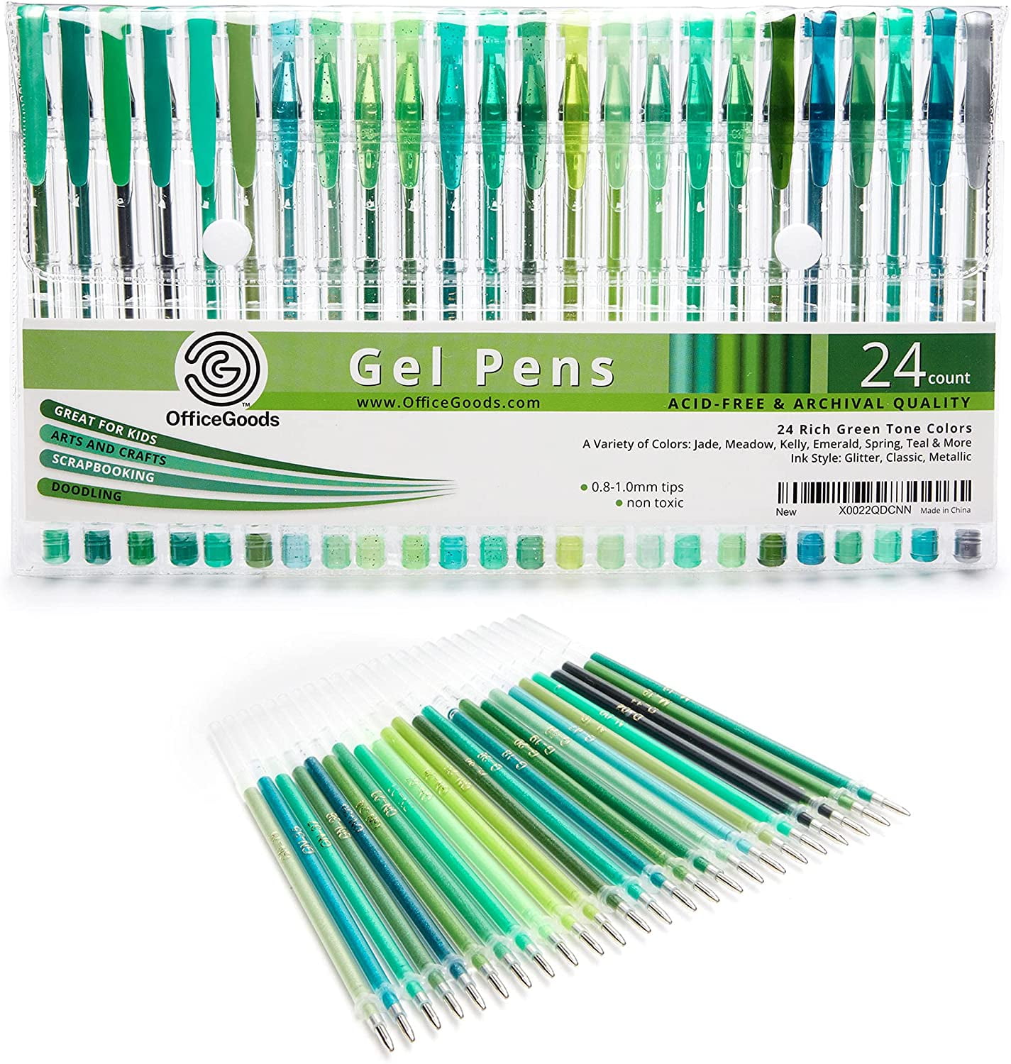  Gel Pen Set, Assorted Colors, 0.8mm - 1.0 Mm Tip Sizes, 48/set  : Office Products