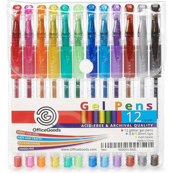 OfficeGoods Gel Pen Set Multicolor Gel Ink Pens with Refill Pack of 12