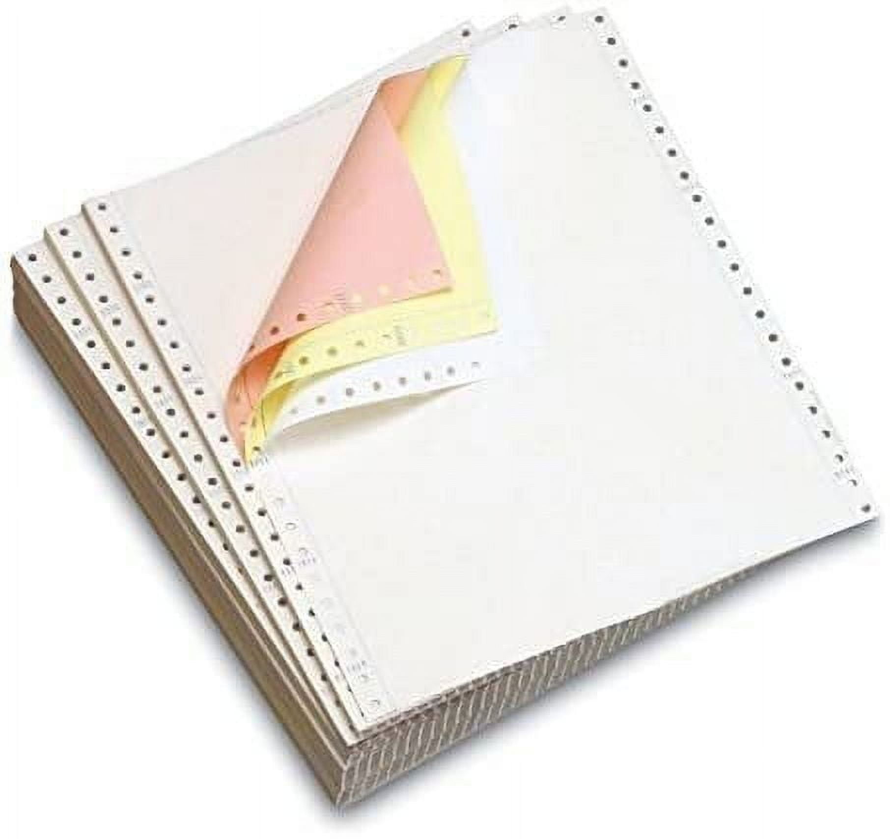 OfficeMax Continuous Computer Form Paper, 9-1/2"W X 11"L, 3 Part Color Carbonless Paper white, canary, pink, Blank,