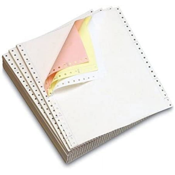 OfficeMax Continuous Computer Form Paper, 9-1/2"W X 11"L, 3 Part Color Carbonless Paper white, canary, pink, Blank,