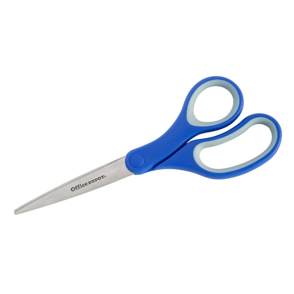 OfficeMax Rubberized Handle Stainless Steel Scissors, 8" Straight