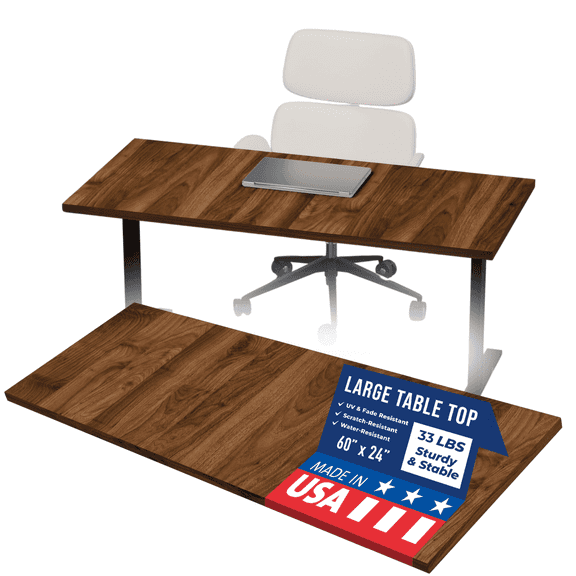 OfficeSimpli Table Top - 60 x 24 Inch Made in USA, Wood Desk Top for Sit Stand, Standing Desk Frame, Kitchen Countertop, Butcher Block, Workbench Table Tops for Home & Office - California Walnut