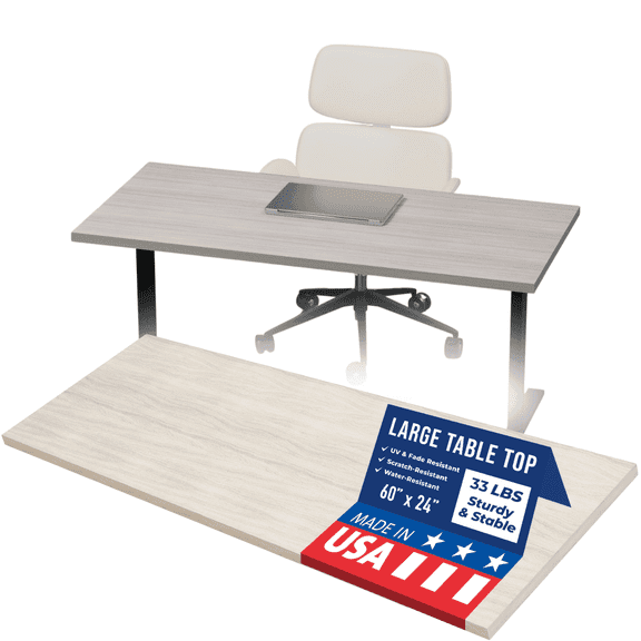 OfficeSimpli Wood Desk Top - 60 x 24 Inch Made in USA, Table Top for Standing Desk Frame, Kitchen Countertop, Workbench Table Tops, Butcher Block for Home & Office - Battle Creek Oak Long Grain