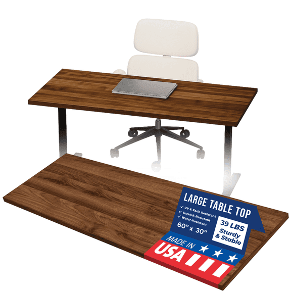 OfficeSimpli Wood Desk Top, 60 x 30 Inch Made in USA, Table Top for Standing Desk Frame, Kitchen Countertop, Butcher Block, Workbench Long Table Tops for Home & Office - California Walnut Long Grain
