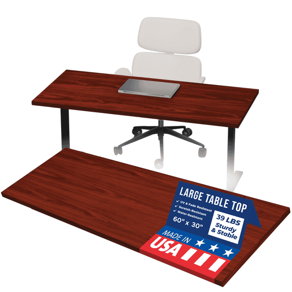 OfficeSimpli Wood Desk Top, 60 x 30 Inch Made in USA, Table Top for Standing Desk Frame, Kitchen Countertop, Butcher Block, Workbench Long Table Tops for Home & Office - Mahogany Long Grain