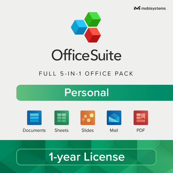 OfficeSuite Personal- 1 Year License - Documents, Sheets, Slides, PDF, Mail & Calendar for Windows