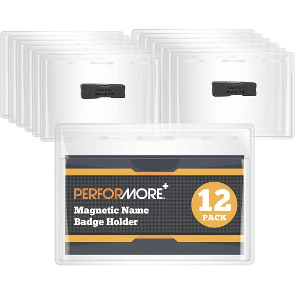 OfficeWerks Magnetic Name Badge Holder Kit, 12 Pack, 4" x 3"