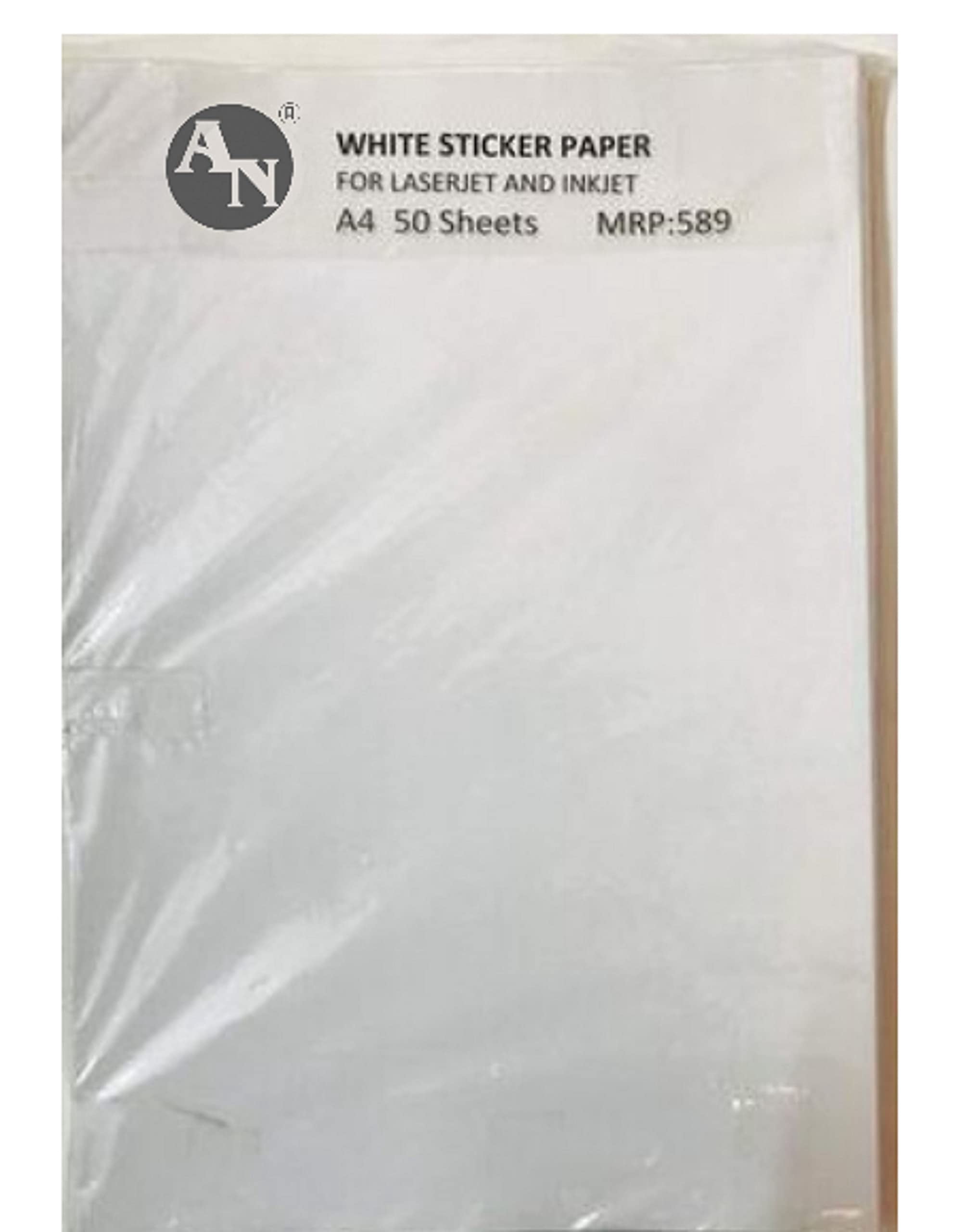 OfficeZen N A4 Size 50 Sheets White Sticker Paper,Easy Peel-Off Cut ...