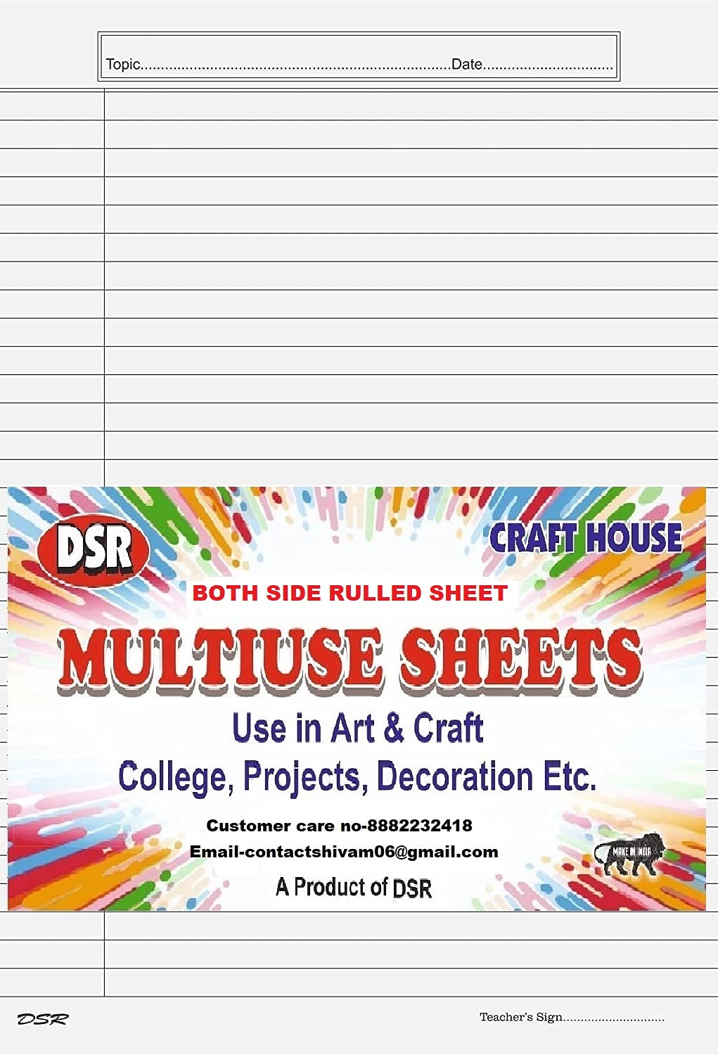 OfficeZen THICK A4 Size Both Side Ruled Sheet for Project/Assignment ...
