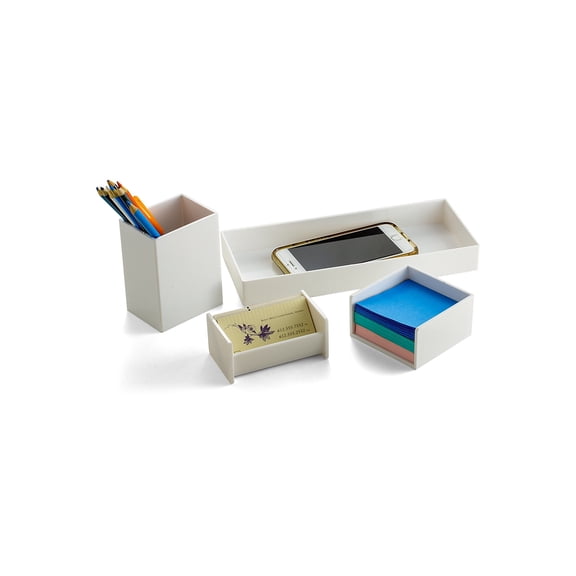 Officemate 4-Piece Desk Organizer Set Plastic White (21532W)