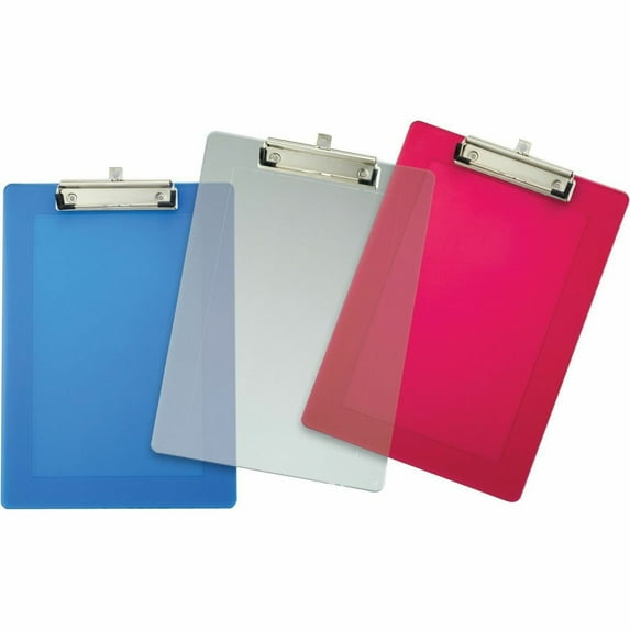 Officemate 83007 Transparent Plastic Clipboard, 8 1/2" x 11" , Assorted Colors