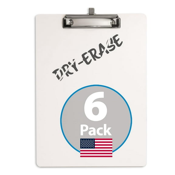 Officemate 12.5" x 9" Dry Erase Clipboard 6pk, Pen Holder, 70 Sheet Capacity, Non-Staining Surface, For Teachers, Coaches, Professionals