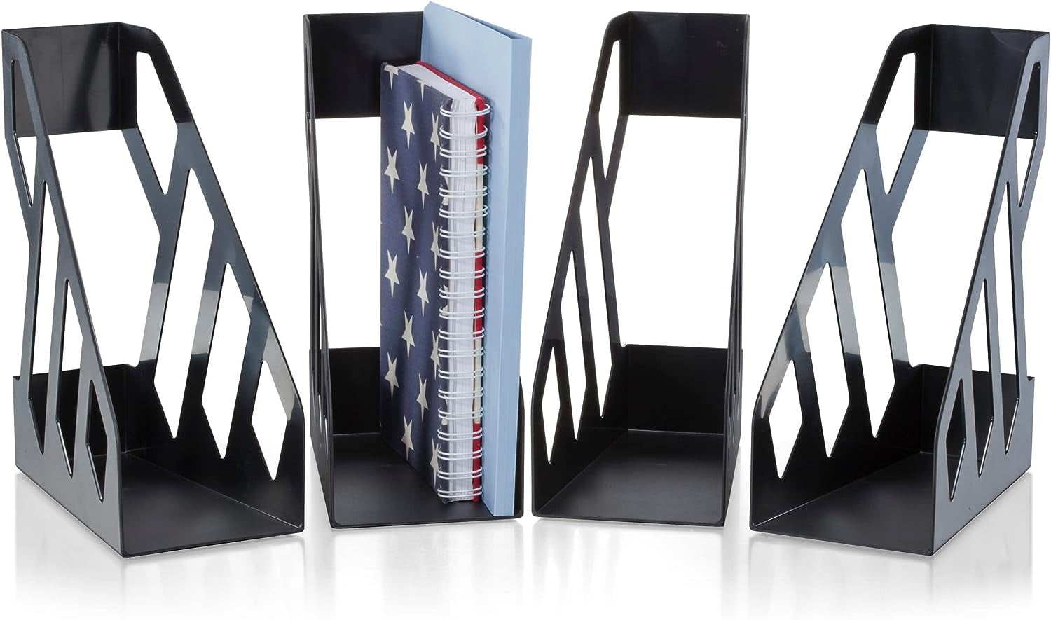 Officemate Achieva Binder/File Organizer Holder Black, Recycled Material, 4PK