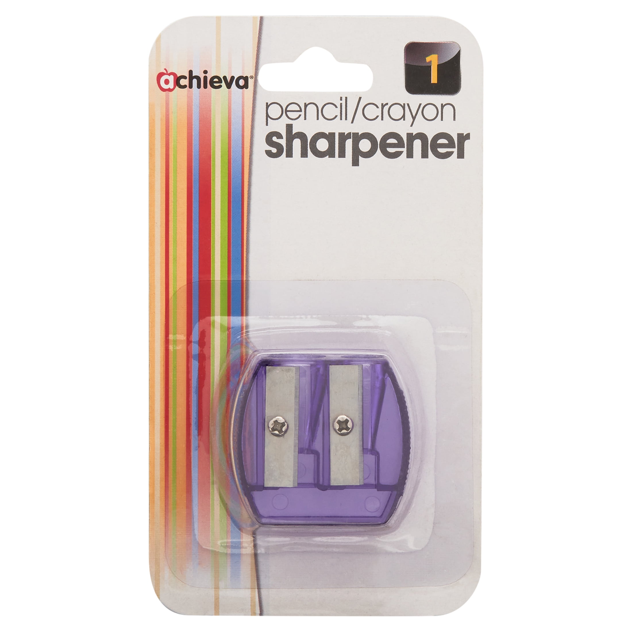 Pencil Sharpener Dual Hole Manual Purple, Jumbo Crayon Sharpener with Cover  and Bin, Handheld Color Pencil Sharpeners for Large & Standard Pencils
