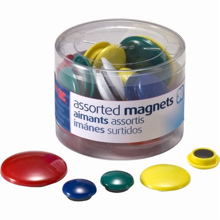 Officemate Round Plastic Covered Magnets, 5 Assorted Colours, Pack of 30 (92500) price history and forecast - OfficeMate 92500