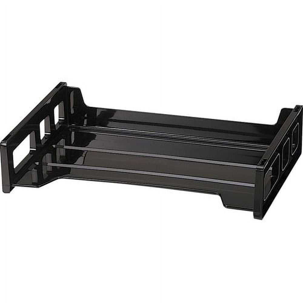 Officemate Black Side-Loading Desk Trays - 2.8" Height x 13.2" Width x 9" Depth - Desktop - Stackable, Durable, Non-stick, Portable, Carrying Handle - Black - 1 Each | Bundle of 10 Each