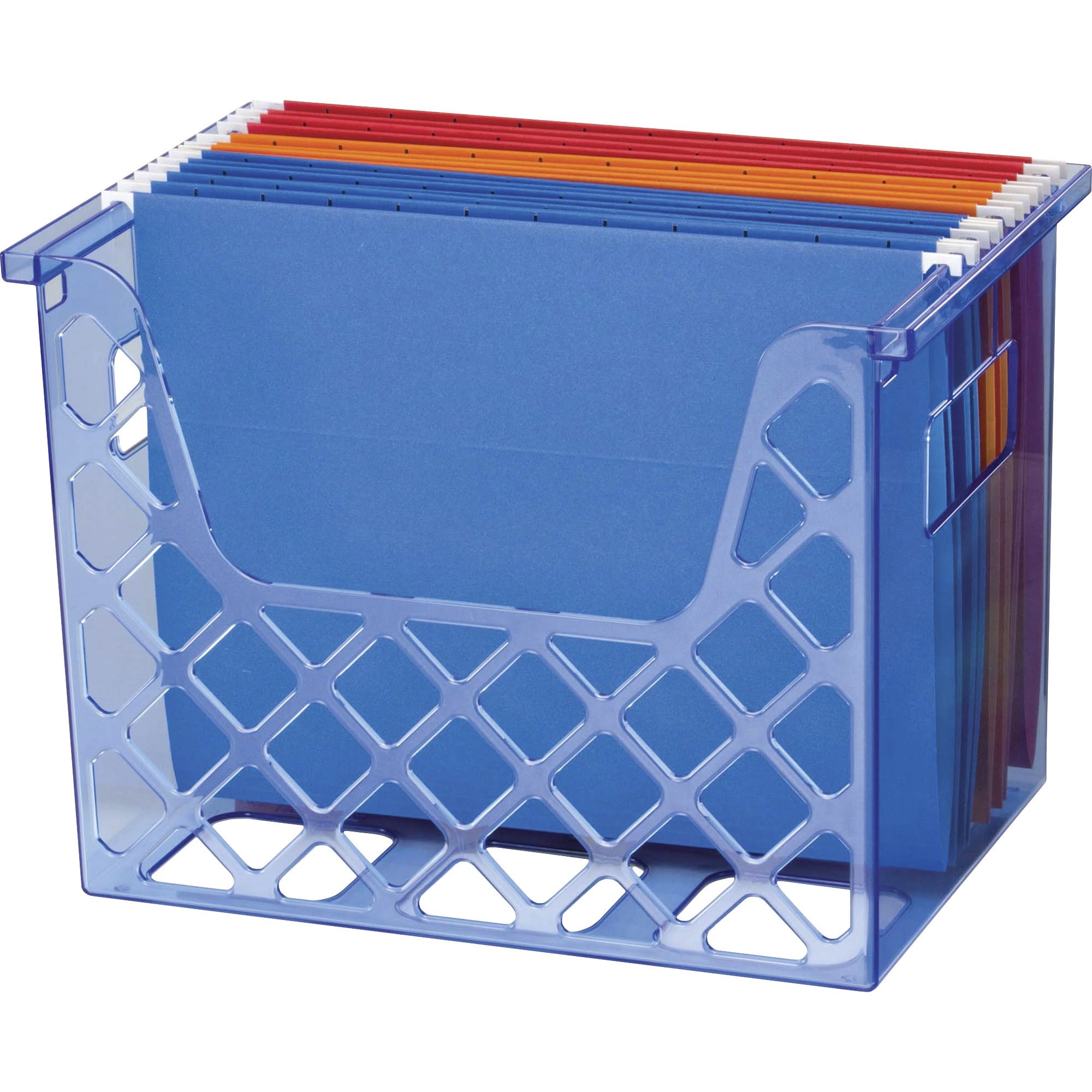 Officemate Blue Glacier&trade; Desktop File Organizer - 10.8" Height X 13.3" Width X 8.6" Depth - Desktop - Compact, Portable - Transparent Blue - 1 Each