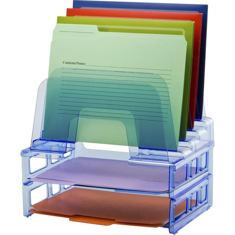 Officemate Blue Glacier Large Incline Sorter w/ 2 Letter Trays - 5 Compartment(s) - 14.3 Officemate Blue Glacier Large Incline Sorter w/ 2 Letter Trays - 5 Compartment(s) - 14.3