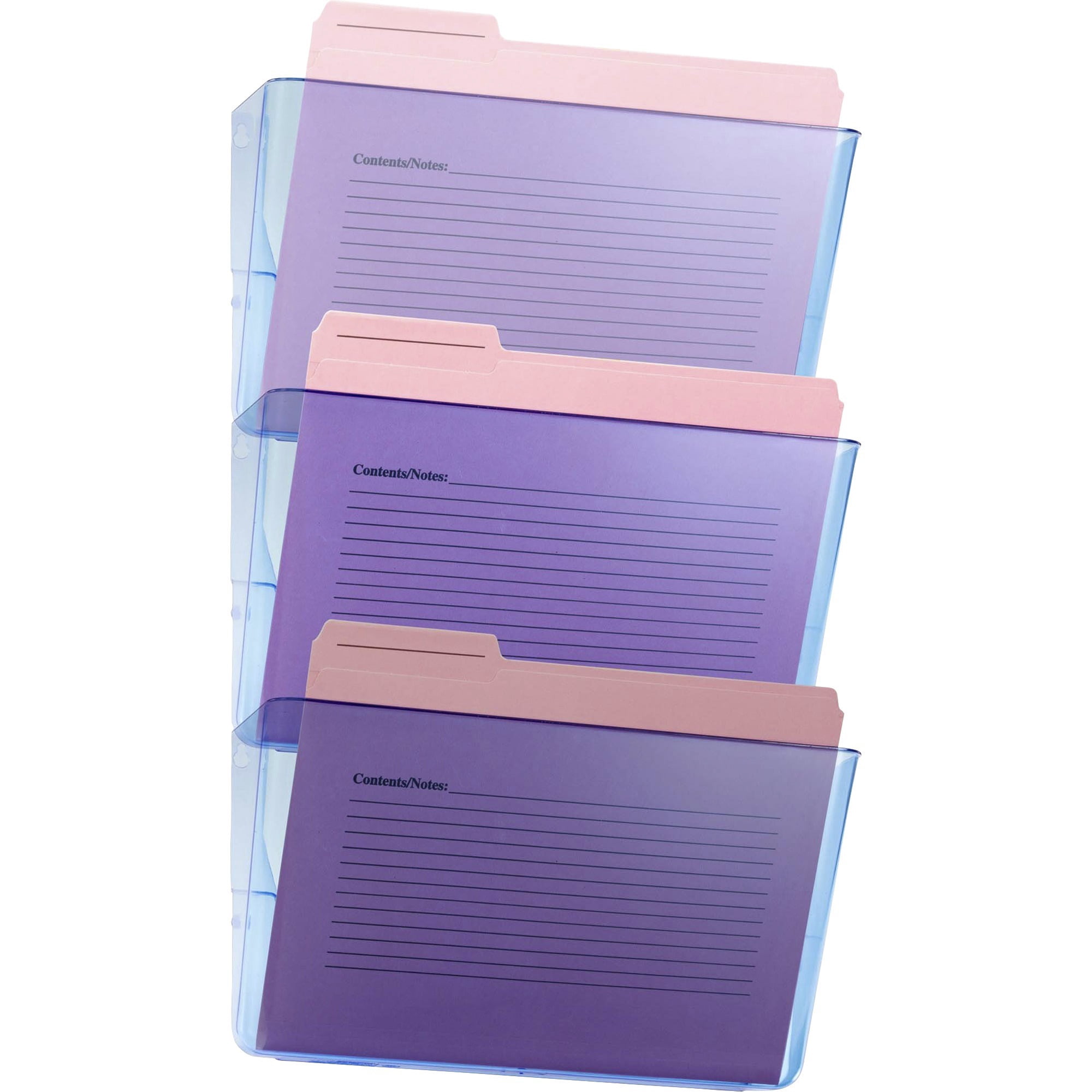 Officemate Blue Glacier&trade; Wall File, 3/box - 15" Height X 13" Width X 4.1" Depth - Stackable - Transparent Blue - Plastic - 3 / Pack