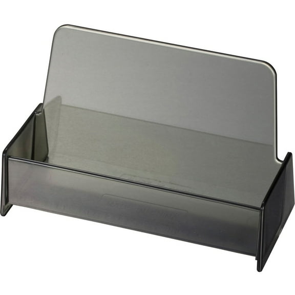 Officemate Broad Base Business Card Holders - 1.9" x 3.9" x 2.4" x - Plastic - 1 Each - Smoke | Bundle of 5