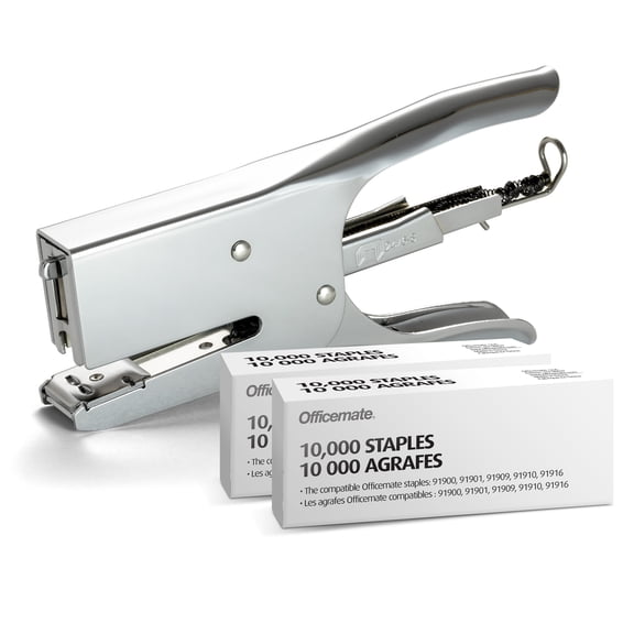 Officemate Plier Stapler with 10,000 Staples, Metal, Silver (97768)