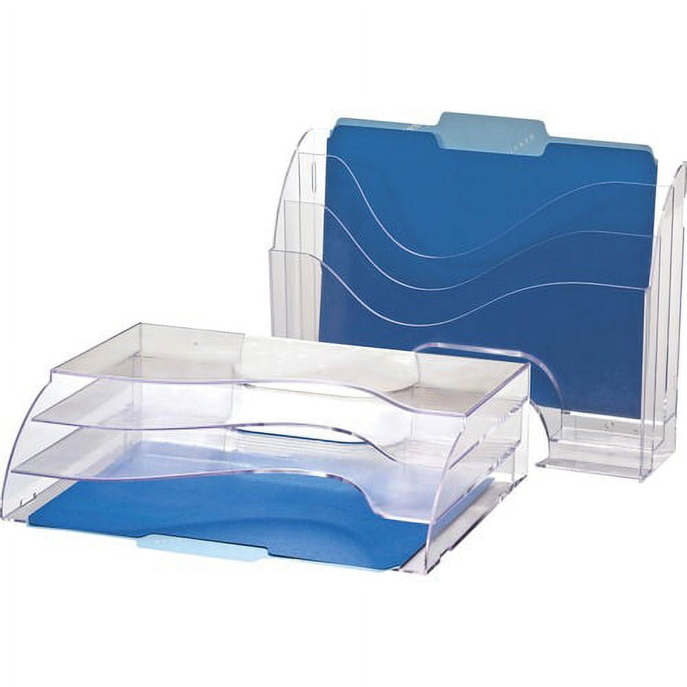 Officemate Clear Wave 2-way Desktop Organizer - 3 Compartment(s) - 3 Tier(s) - 11.3