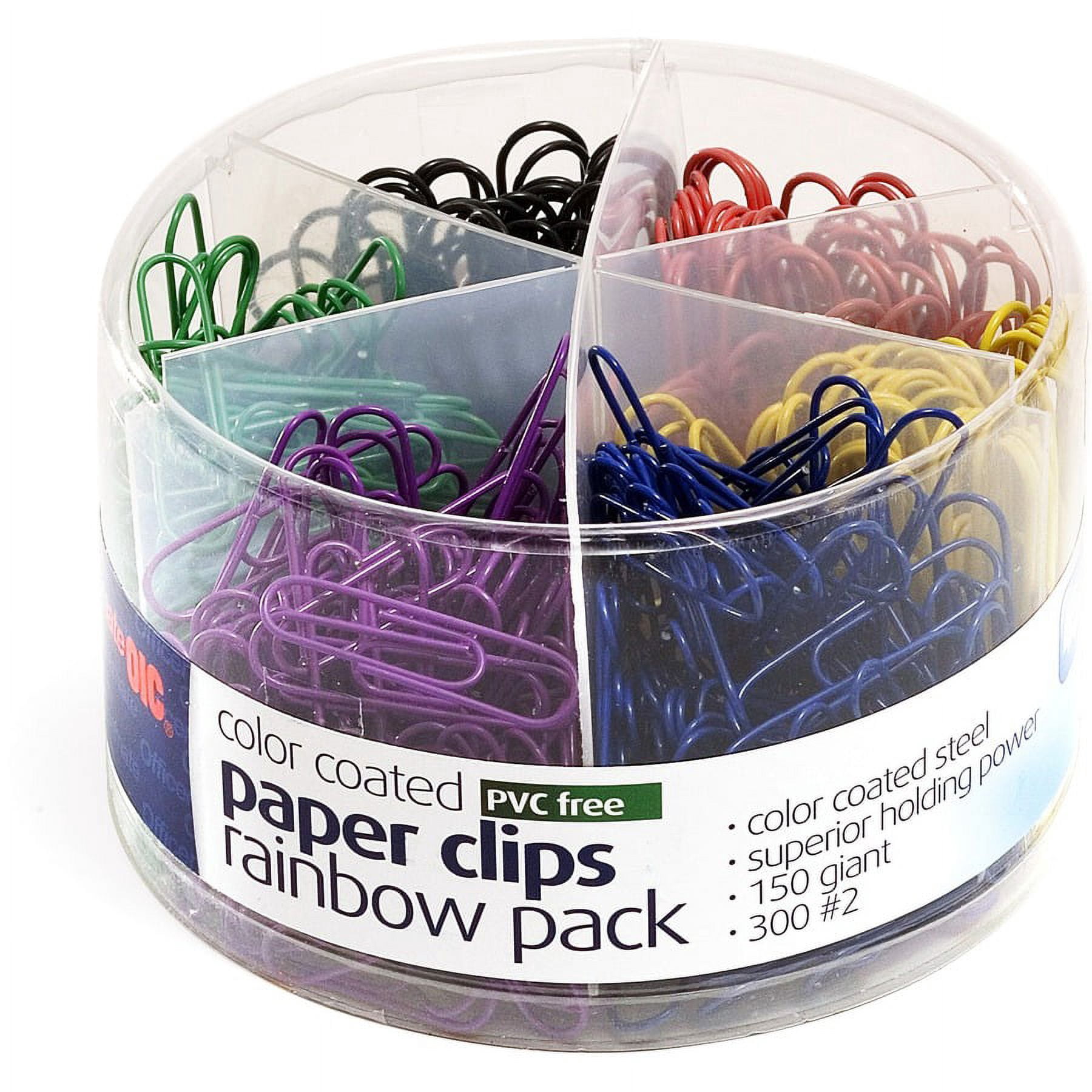 Officemate Coated Paper Clips Tub - 450 / Pack - Assorted | Bundle of 2 Packs
