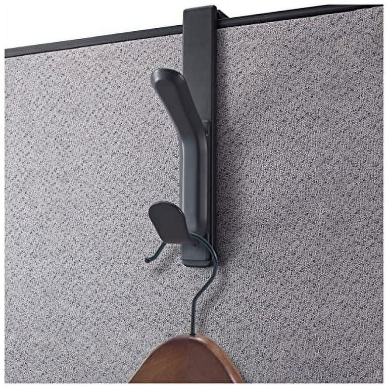 Officemate Double Coat Hooks for Cubicle Panels, Adjustable 1.25-3.5 Inch,  Charcoal (22005)