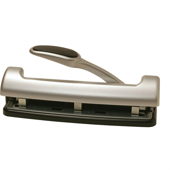 Officemate EZ Lever Adjustable Three Hole Punch, Silver, 15-Sheet Capacity (90050)