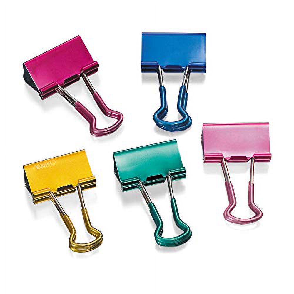 Officemate Easy Grip Medium Binder Clips, Assorted Metallic Colors, 12